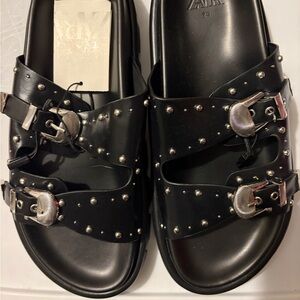 Zara Black Sandals with Silver Accents